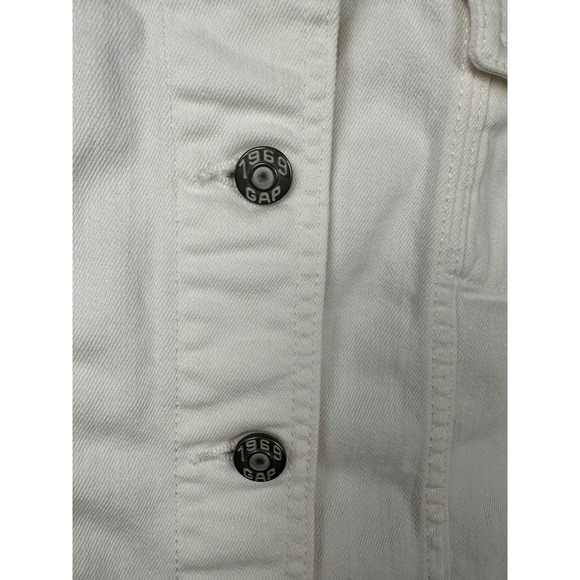 Gap Classic White Denim Jean Jacket Size L Trucker Style Womens Preppy Stretch - Picture 6 of 11